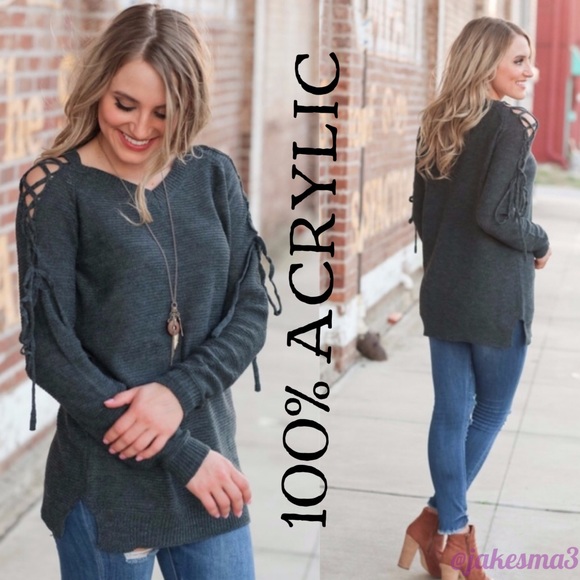 Infinity Raine Sweaters - LAST ONE!! SWEATER WITH LACE UP SLEEVES